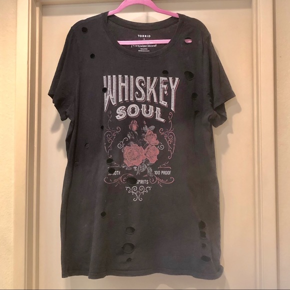 Torrid Whiskey Sole Distressed Tee With Holes - Picture 11 of 11